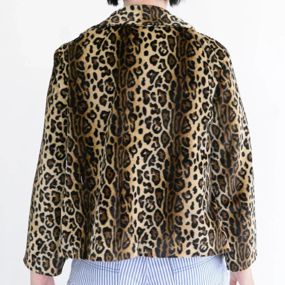 Vintage Jaclyn  Smith Faux Fur Fuzzy Leopard Print Crop Mob Wife Jacket S/C - Picture 3 of 12